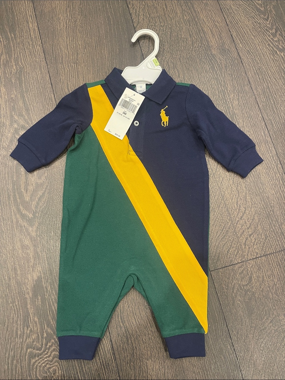 Ralph Lauren Navy, Green & Yellow Polo One-Piece